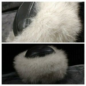 Ladies Leather and Silver Fox Fur hat